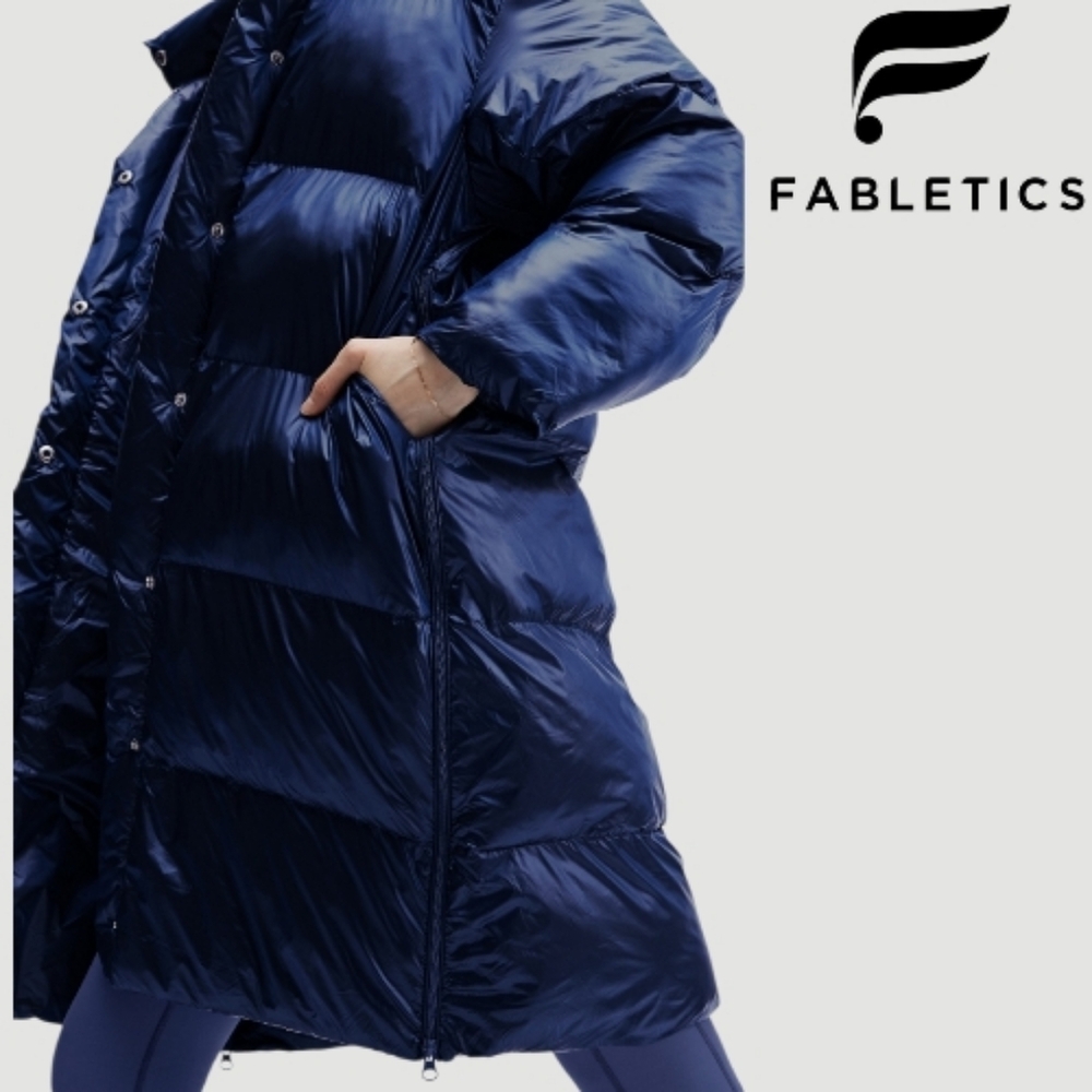 Fabletics Adeline Shine Oversize Long Puffer Deep Cobalt Blue NWT XS - Picture 11 of 14
